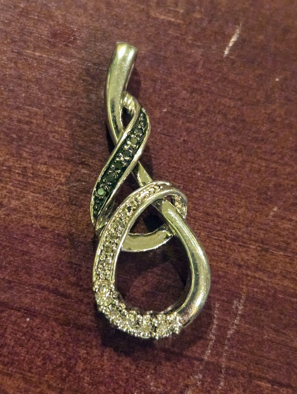 Vintage Sterling Silver Kay Jewelers Black White Diamond Infinity Pendant